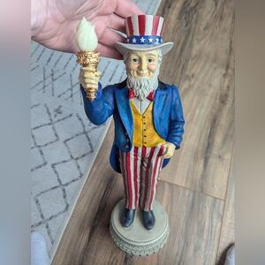 Jaimy Brand Light Up And Singing Patriotic Uncle Sam Figurine. 4th Of July Decor